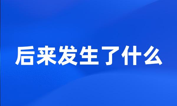 后来发生了什么