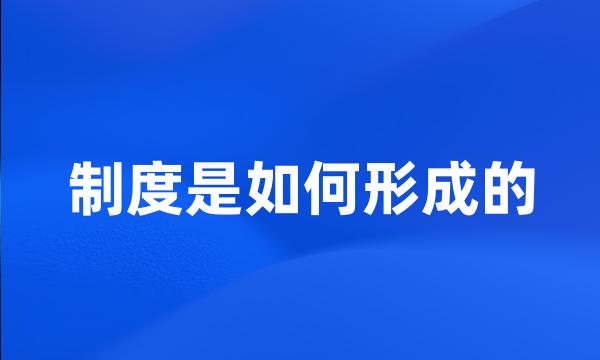 制度是如何形成的