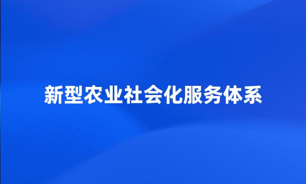 新型农业社会化服务体系