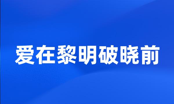 爱在黎明破晓前