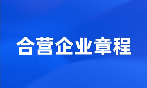 合营企业章程