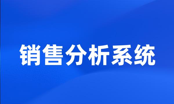 销售分析系统