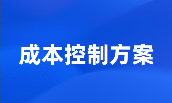 成本控制方案