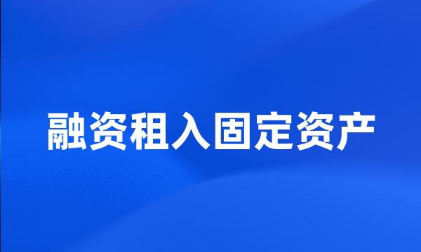 融资租入固定资产