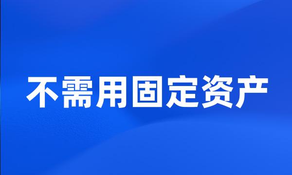 不需用固定资产