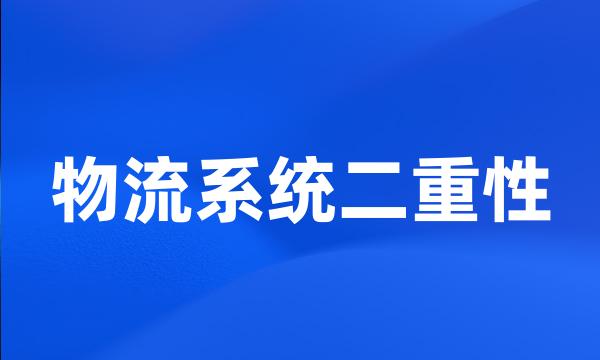 物流系统二重性