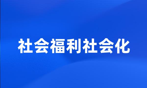 社会福利社会化