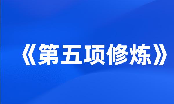 《第五项修炼》