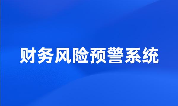 财务风险预警系统