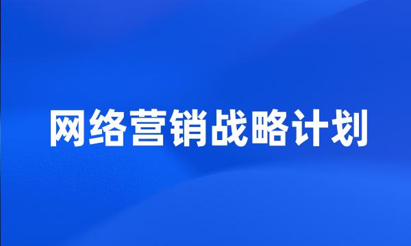 网络营销战略计划