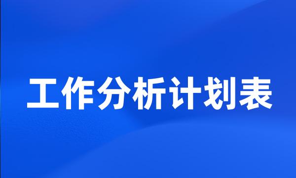 工作分析计划表