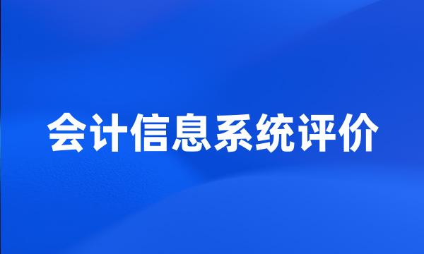 会计信息系统评价