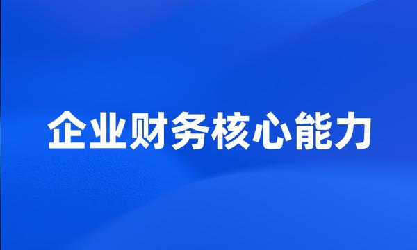 企业财务核心能力