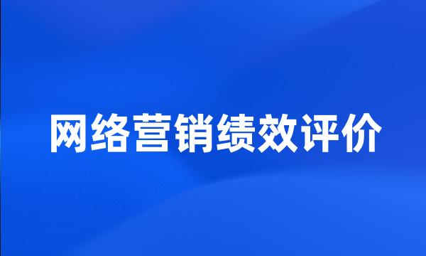 网络营销绩效评价