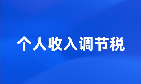 个人收入调节税