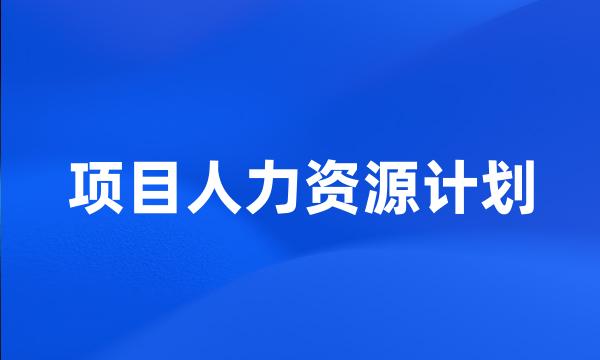 项目人力资源计划