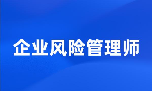 企业风险管理师