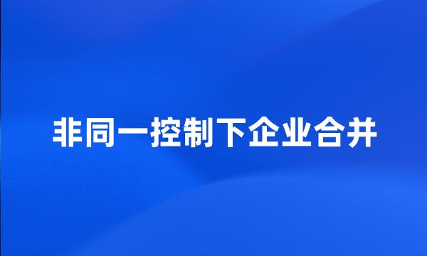 非同一控制下企业合并