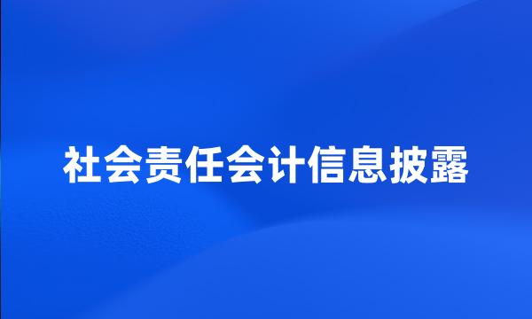 社会责任会计信息披露