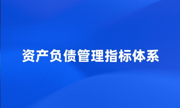 资产负债管理指标体系