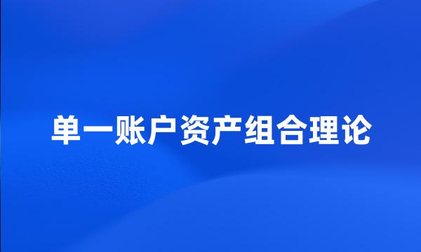 单一账户资产组合理论