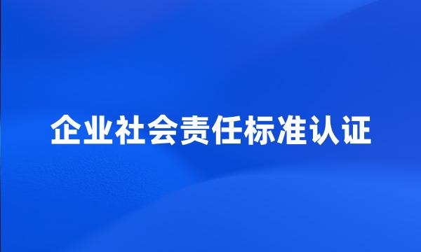 企业社会责任标准认证