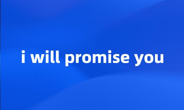 i will promise you