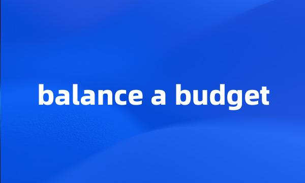 balance a budget