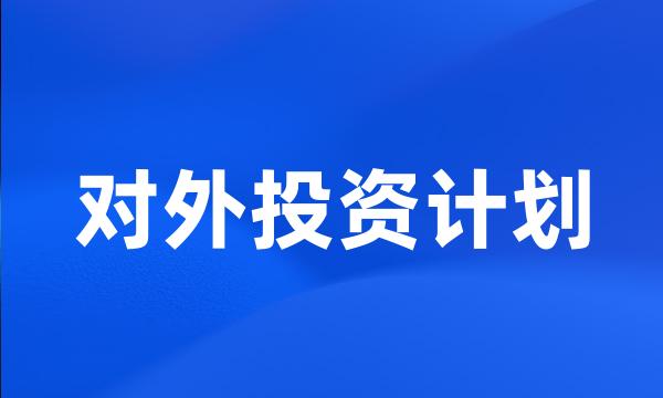 对外投资计划