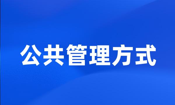 公共管理方式