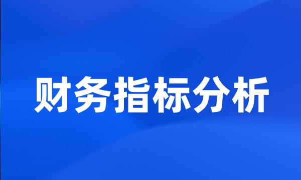 财务指标分析