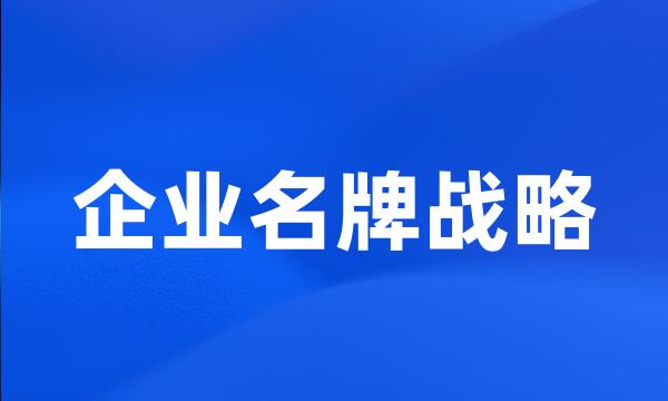 企业名牌战略