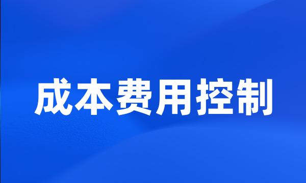 成本费用控制