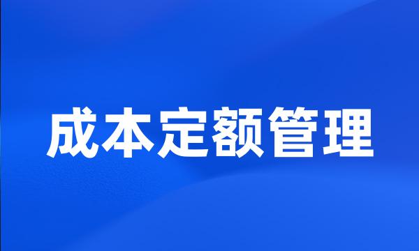 成本定额管理