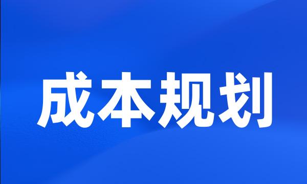 成本规划