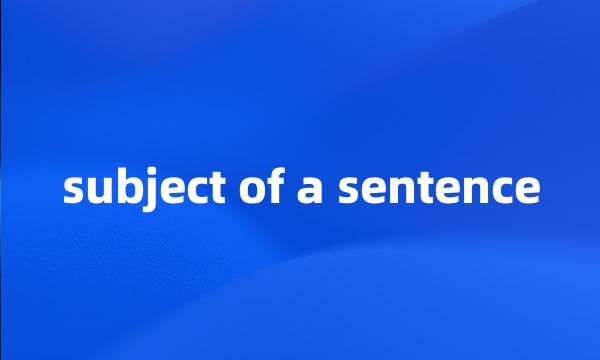 subject of a sentence