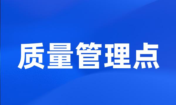 质量管理点