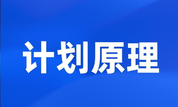 计划原理