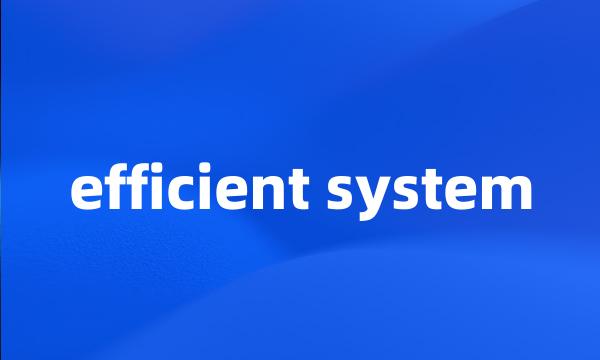 efficient system