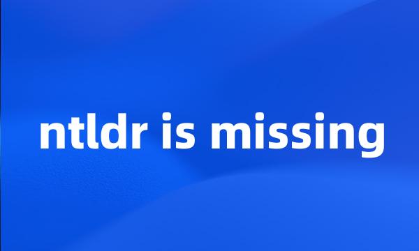 ntldr is missing