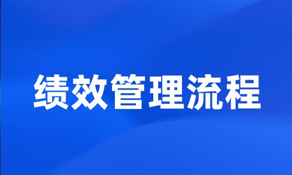 绩效管理流程