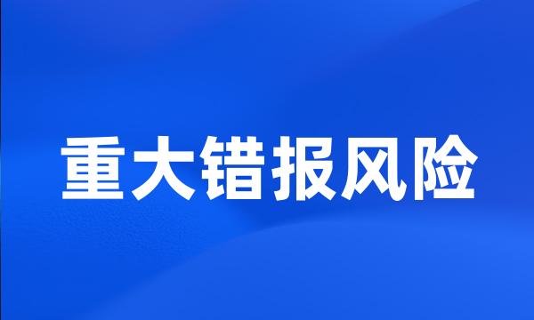 重大错报风险