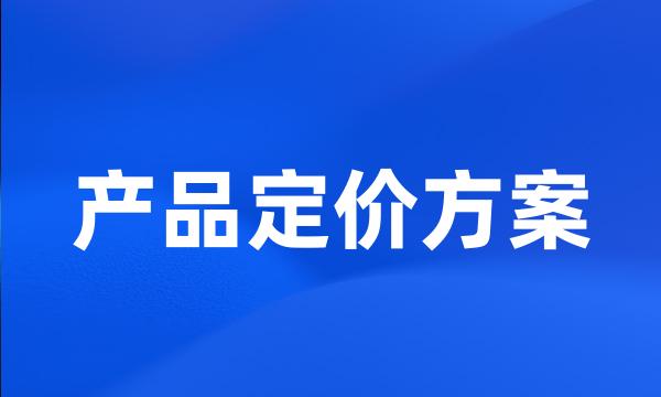 产品定价方案