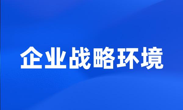 企业战略环境