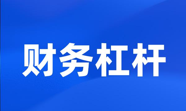 财务杠杆