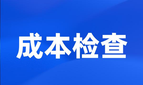 成本检查