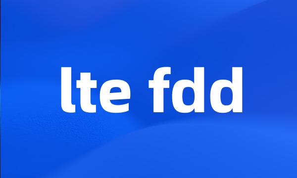 lte fdd