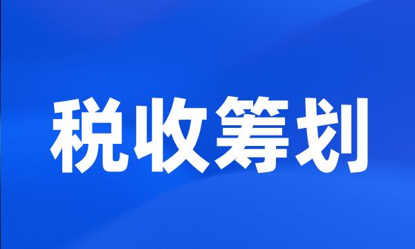 税收筹划