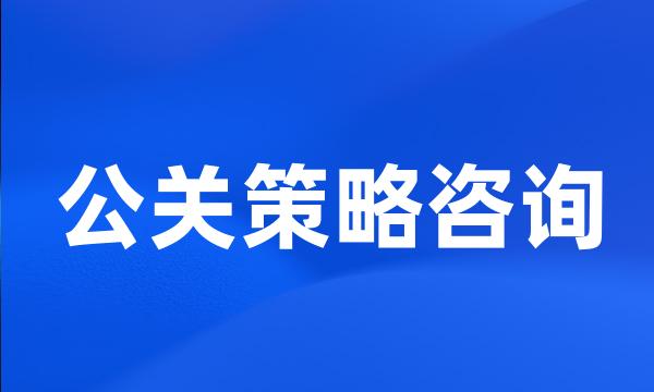 公关策略咨询