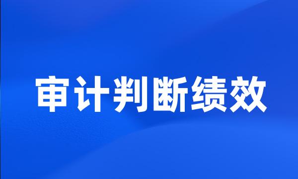 审计判断绩效